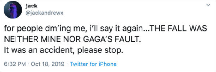 Lady GaGa's Fan Tells People to Stop Blaming Him for Her Fall From Vegas Stage