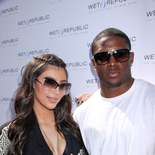 Kim Kardashian, Reggie Bush in Kim Kardashian Splashes in the Pool Season at Wet Republic in Las Vegas on March 28, 2009