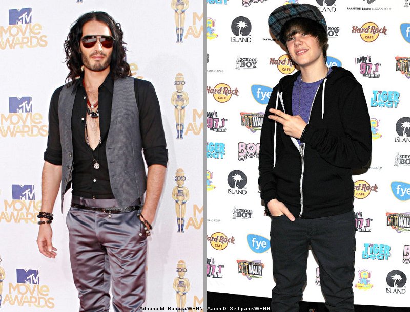 justin bieber dressed as girl. Russell Brand and Justin