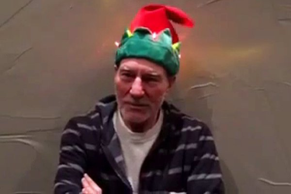 Video: Patrick Stewart Wears Singing, Dancing Christmas Hat