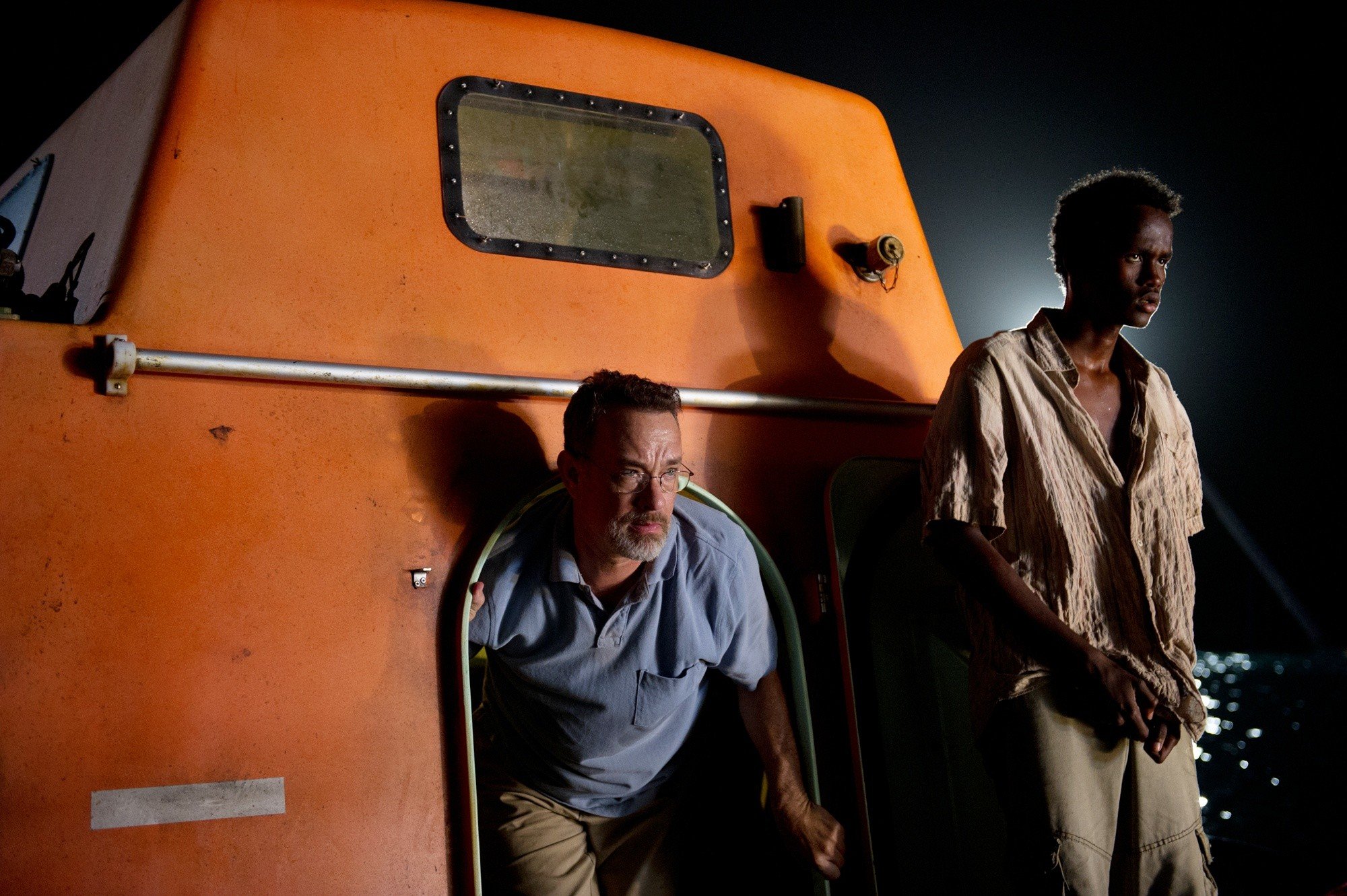 Tom Hanks stars as Captain Richard Phillips and Mahat M. Ali stars as Elmi in Columbia Pictures' Captain Phillips (2013)
