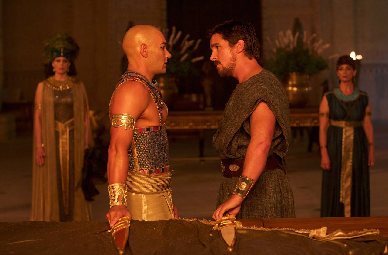 Joel Edgerton stars as Ramses and Christian Bale stars as Moses in 20th Century Fox's Exodus: Gods and Kings (2014)