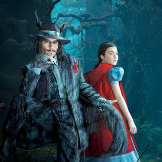 Johnny Depp stars as The Wolf and Lilla Crawford stars as Red Riding Hood in Walt Disney Pictures' Into the Woods (2014)