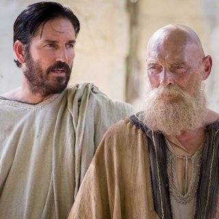 James Caviezel stars as Luke and James Faulkner stars as Paul in Columbia Pictures' Paul, Apostle of Christ (2018)