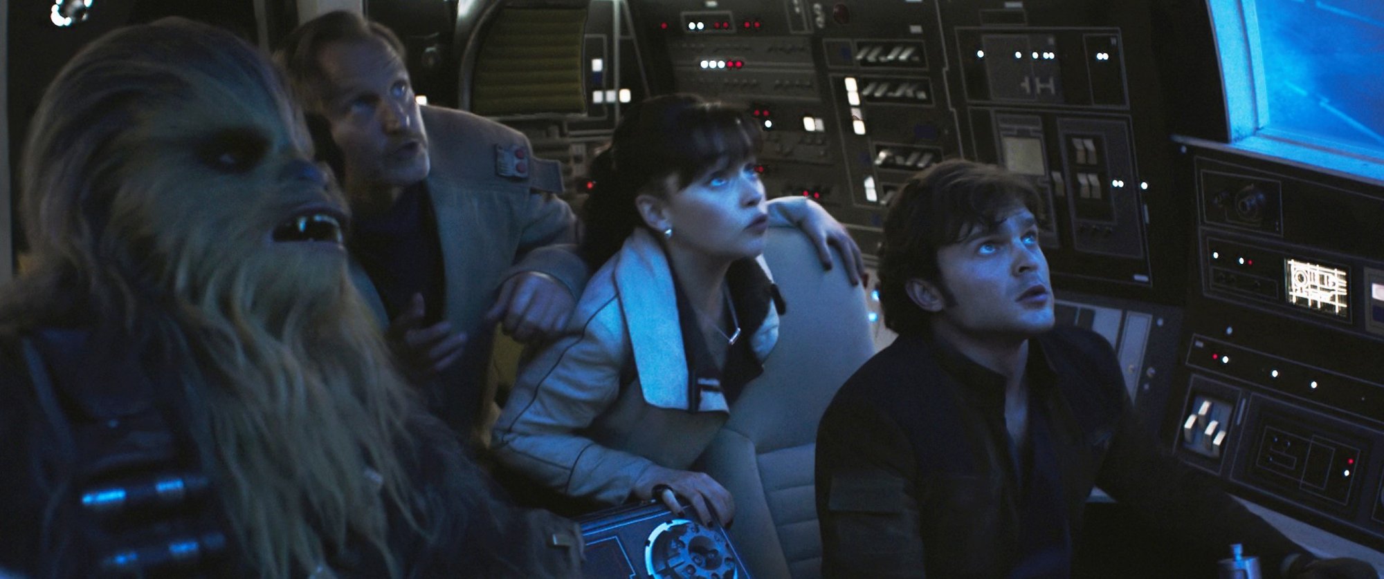 Woody Harrelson, Emilia Clarke and Alden Ehrenreich in Walt Disney Pictures' Solo: A Star Wars Story (2018)