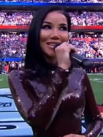 Jhene Aiko Gleams in Sequin Gown and Pumps to Sing 'America the Beautiful'  at Super Bowl LVI