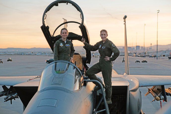 Brie Larson at Nellis Air Force Base in Nevada to research her character Carol Danvers