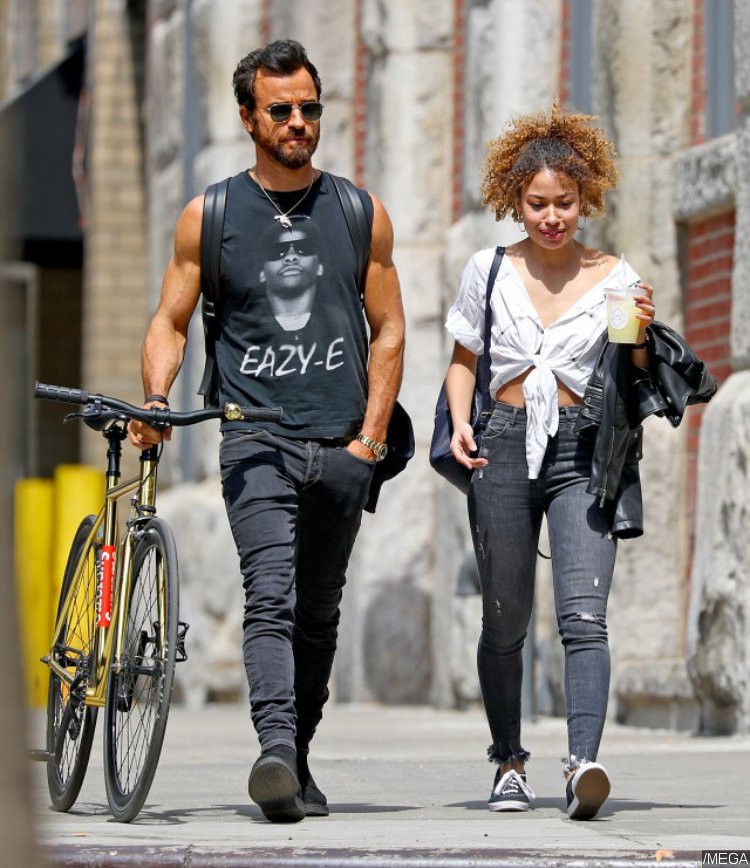Justin Theroux and Erika Cardenas hanging out