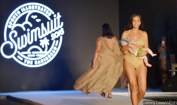 Mara Martin Breastfeeds Her Baby at Sports Illustrated Swim Search Show