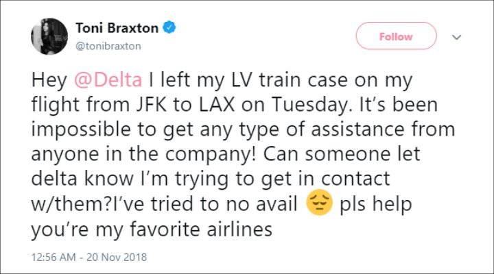 Toni Braxton's Twitter Post