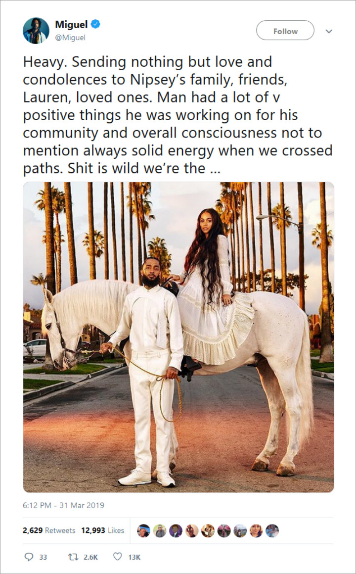 Miguel Paid Tribute to Nipsey Hussle