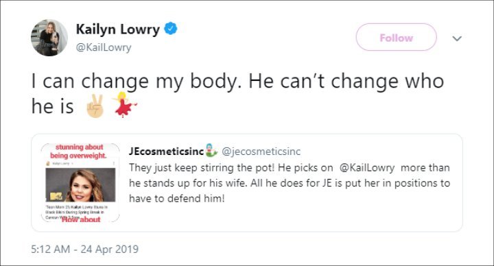 Kailyn Lowry's Twitter Post.O