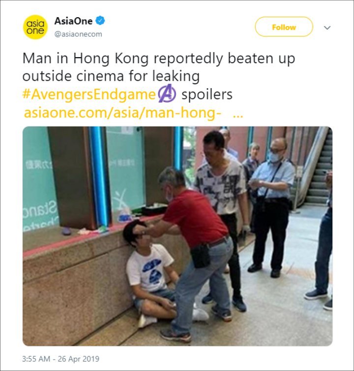 A Hong Kong Man Attacked for Revealing 'Avengers: Endgame' Spoilers Outside Cinema
