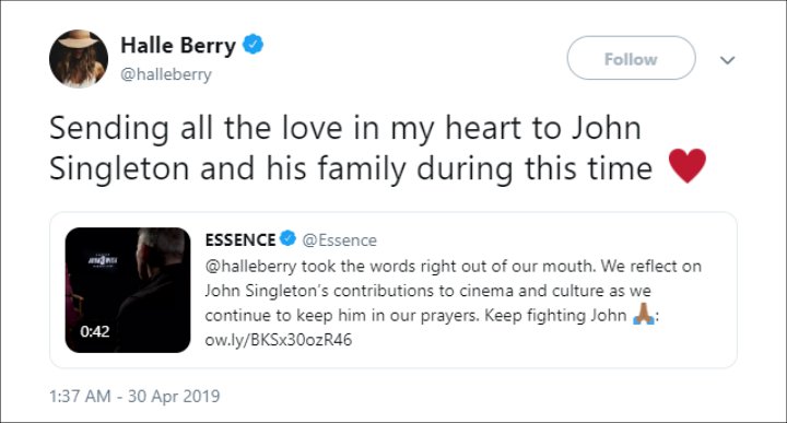 Halle Berry Mourns Death of John Singleton