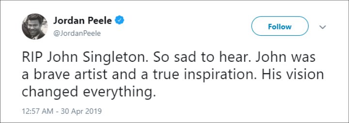Jordan Peele Mourns Death of John Singleton
