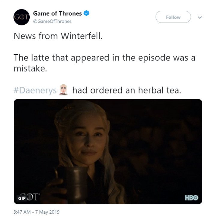 game of thrones coffee cup mistake