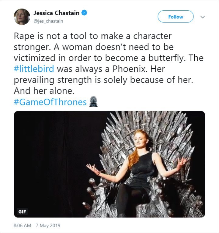 Jessica Chastain's Twitter post.