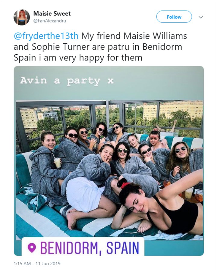 Sophie Turner Joined by Maisie Williams and Friends at Bachelorette Party in Spain