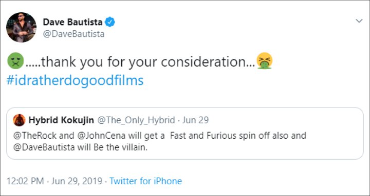 Dave Bautista Slams the 'Fast and Furious' Franchise