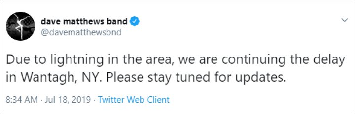 Dave Matthews Band Tweeted About Thunderstorms Ahead of New York Show