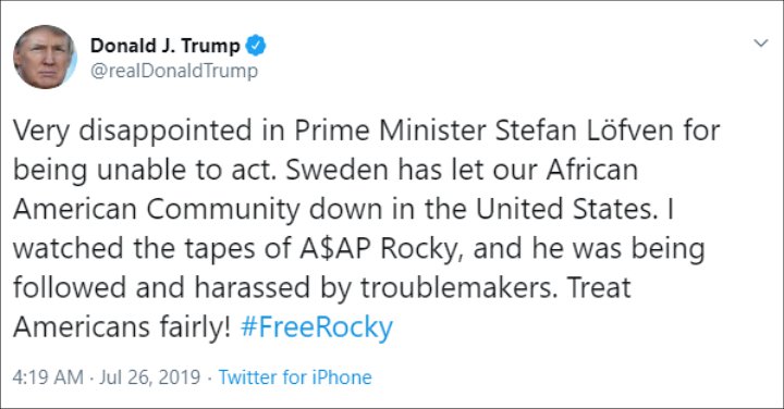Donald Trump Snaps at Swedish Prime Minister After A$AP Rocky Is Charged With Assault