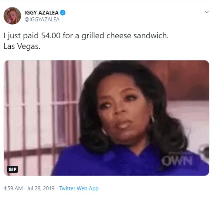 Iggy Azalea Rants About Being Charged $64 for Grilled Cheese Sandwich
