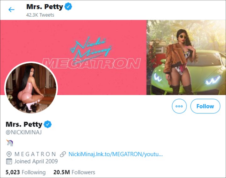 Nicki Minaj Changes Name on Twitter to Married Name