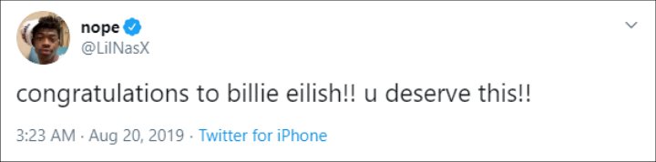 Lil Nas X Congratulates Billie Eilish for Taking Over the Top Spot at Billboard Hot 100