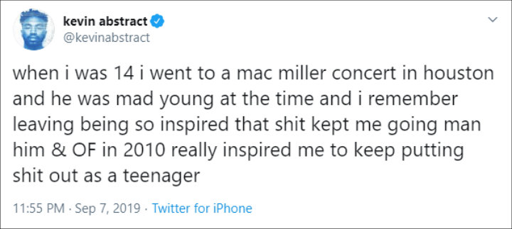 Kevin Abstract tweets about Mac Miller's death anniversary