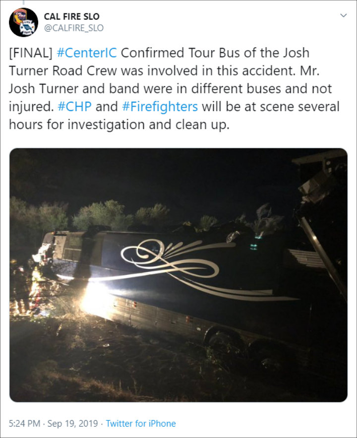 Josh Turner's Road Crew Member Killed in California Bus Crash