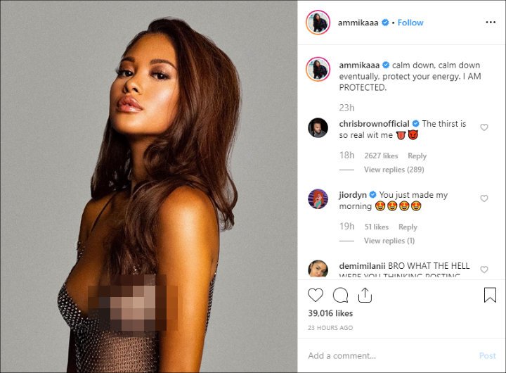 Chris Brown Asserts His 'Thirst' for Ammika Harris in New Flirty Instagram Comment