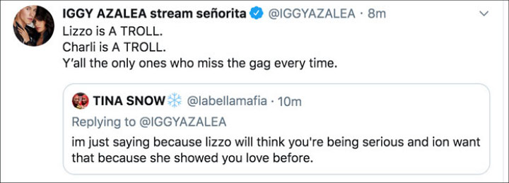 Iggy Azalea Responds to Lizzo Snubbing Her as the Lead Artist of 'Fancy'
