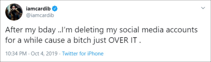 Cardi B Plans to Quit Social Media