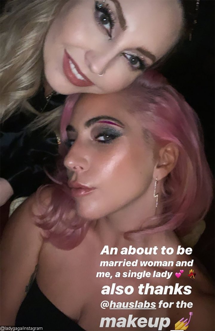 Lady GaGa with her friend on bachelorette dinner