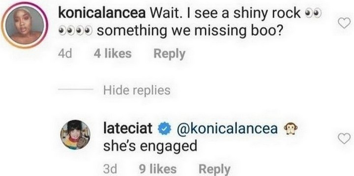 La'Tecia Thomas confirms she's engaged