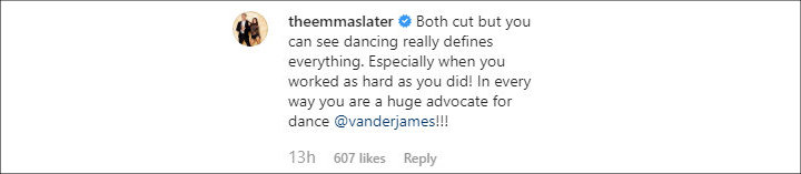 Emma Slater's response to James' post