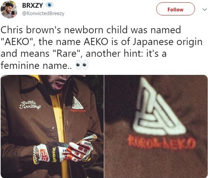 Online speculation about the name of Chris Brown's baby