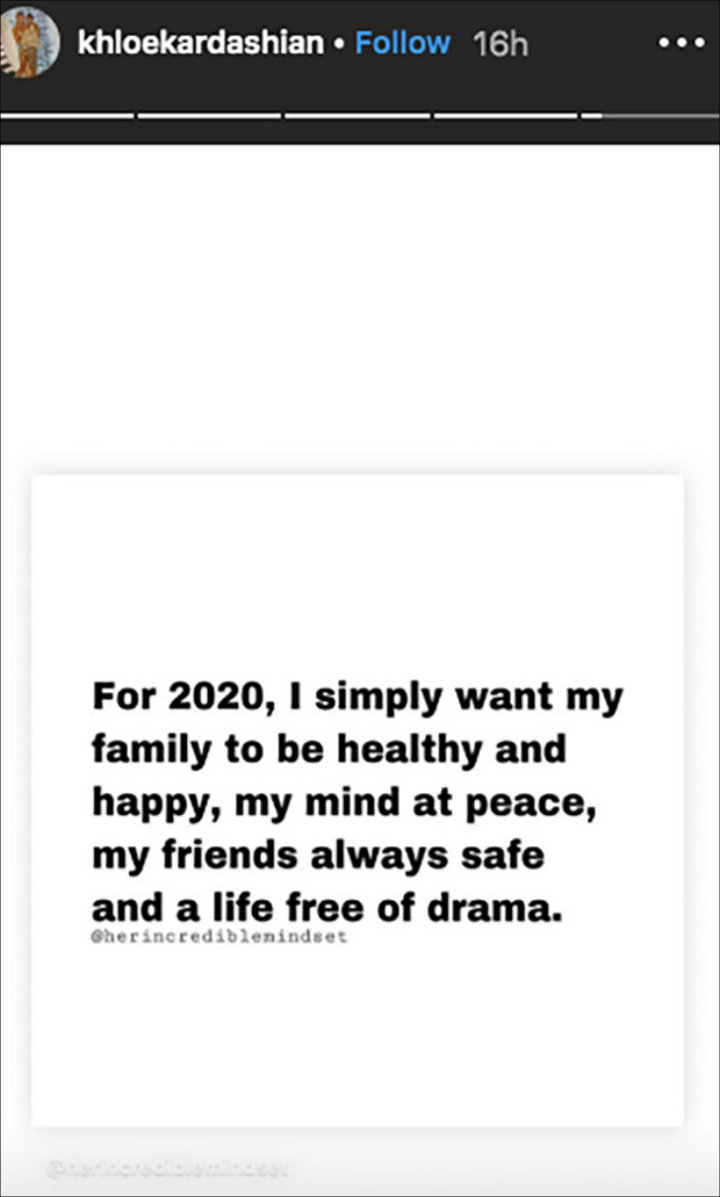 Khloe Kardashian's 2020 resolution