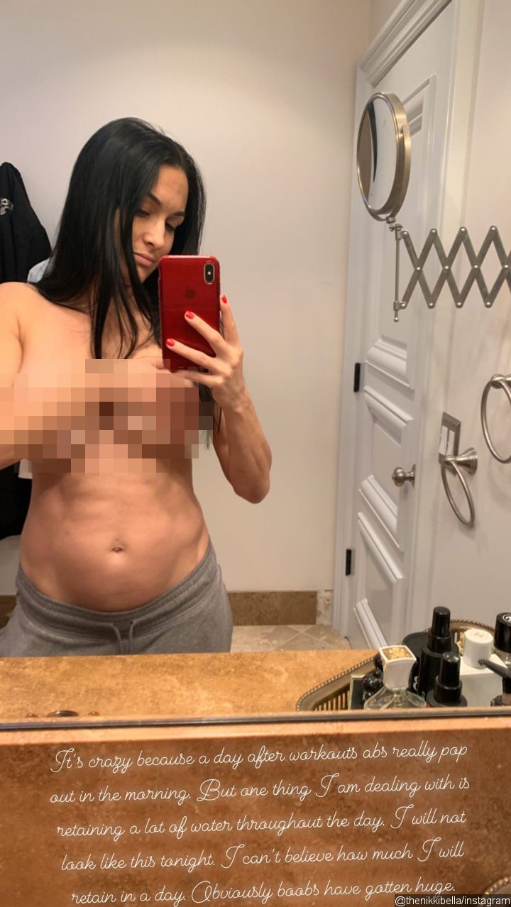 Pregnant Nikki Bella Goes Topless To Show Off Her Huge Boobs-6205