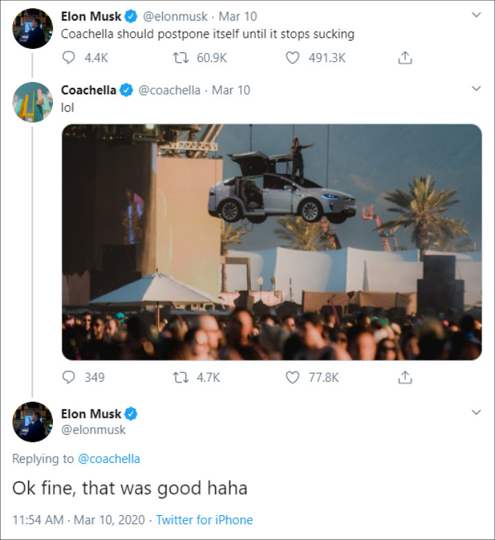 Coachella and Elon Musk's Twitter back-and-forth