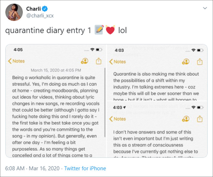 Charli XCX Muses Music Industry Shift Caused by Coronavirus Pandemic