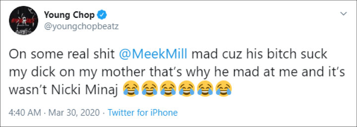 Young Chop Claims He Slept With Meek Mill's Girlfriend