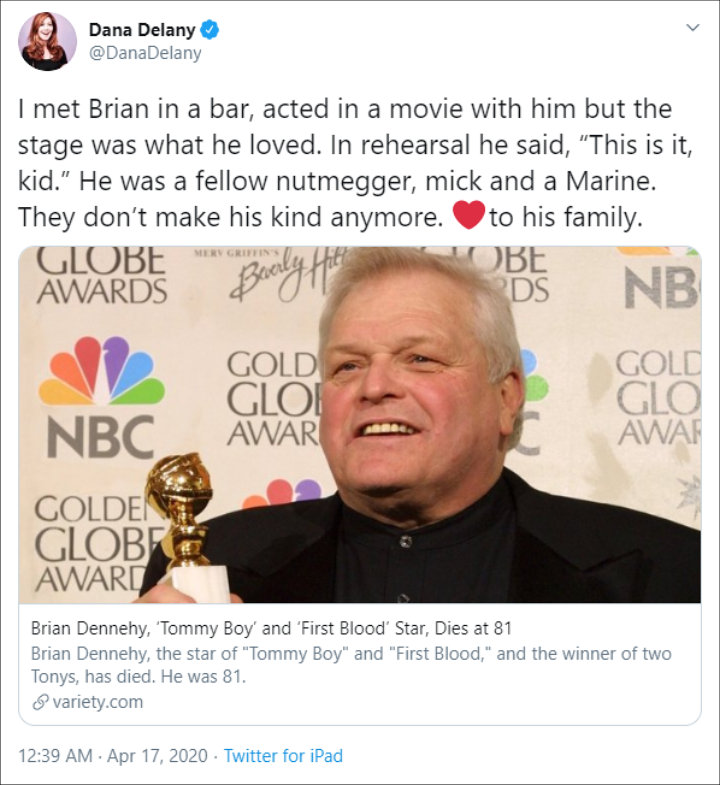 Star Pays Tribute to Brian Dennehy