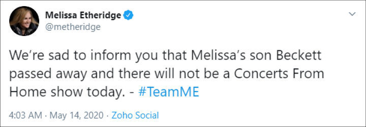 Melissa Etheridge's Twitter Post