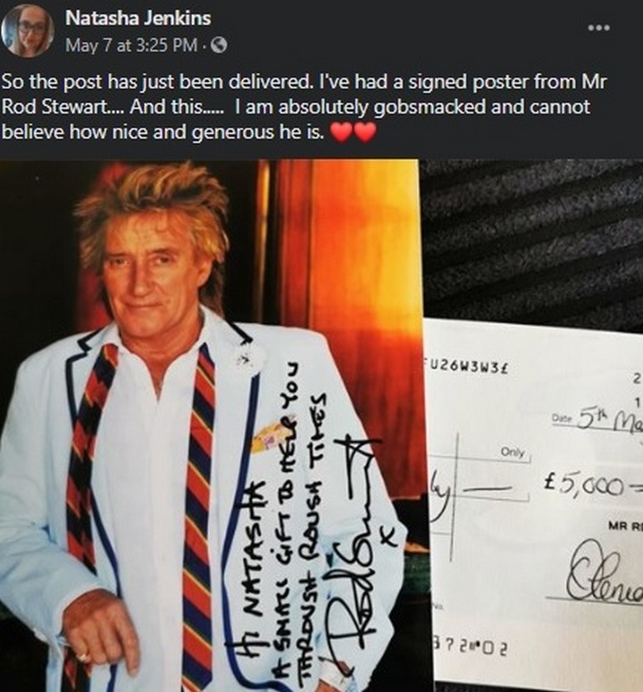 Rod Stewart Writes $6,000 Check to Help Student Nurse Following Her ...