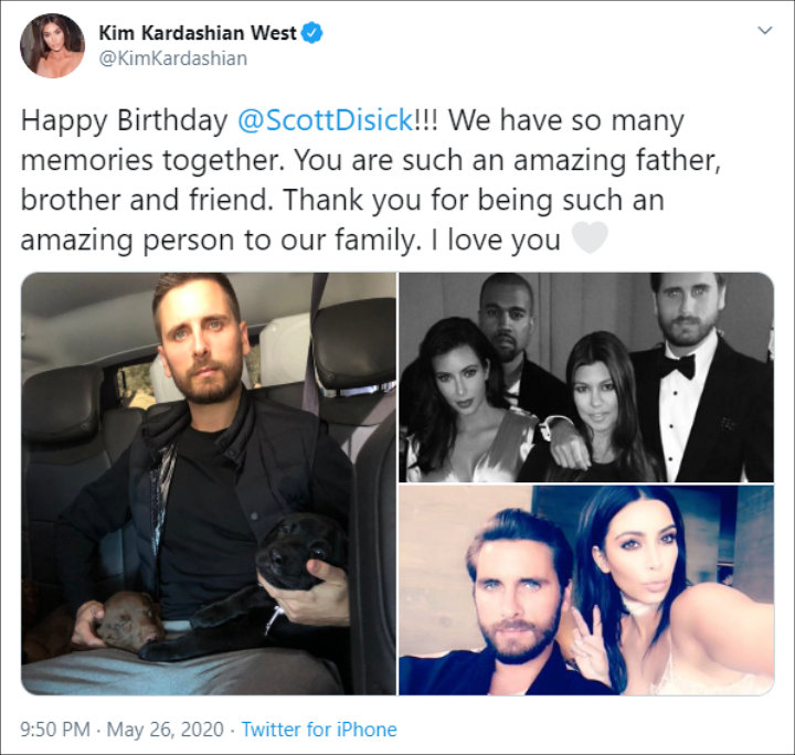 Kim Kardashian paid tribute to Scott Disick