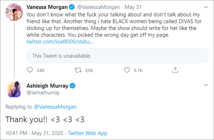 Vanessa Morgan's Tweet 01