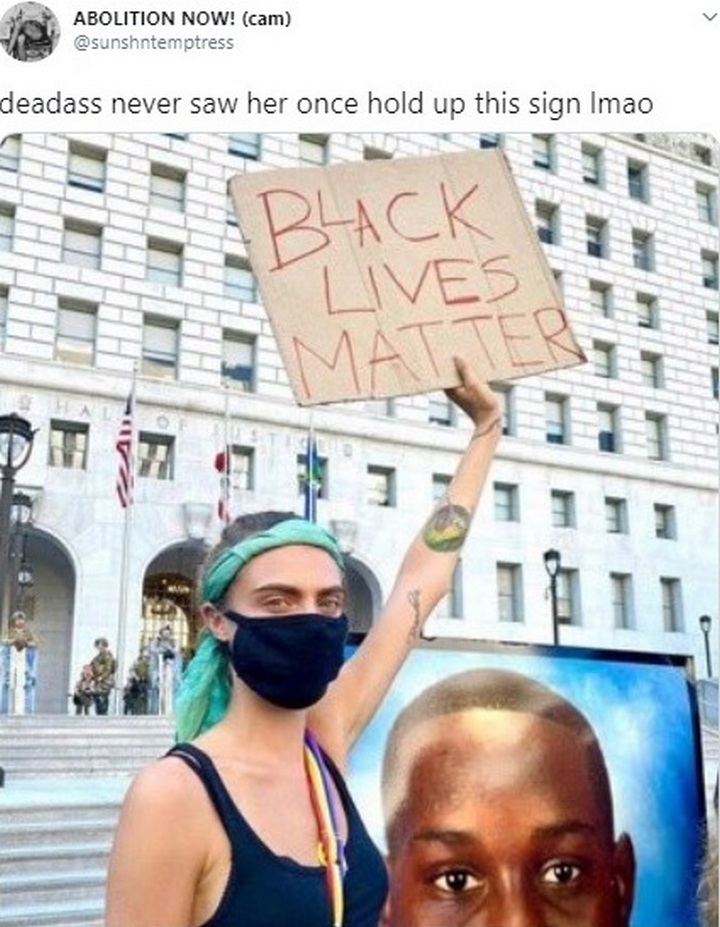 Cara Delevingne is accused of faking it at protest