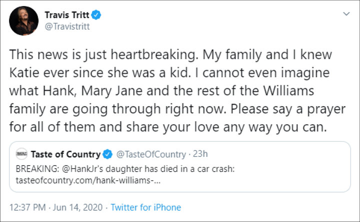 Travis Tritt's Twitter Post