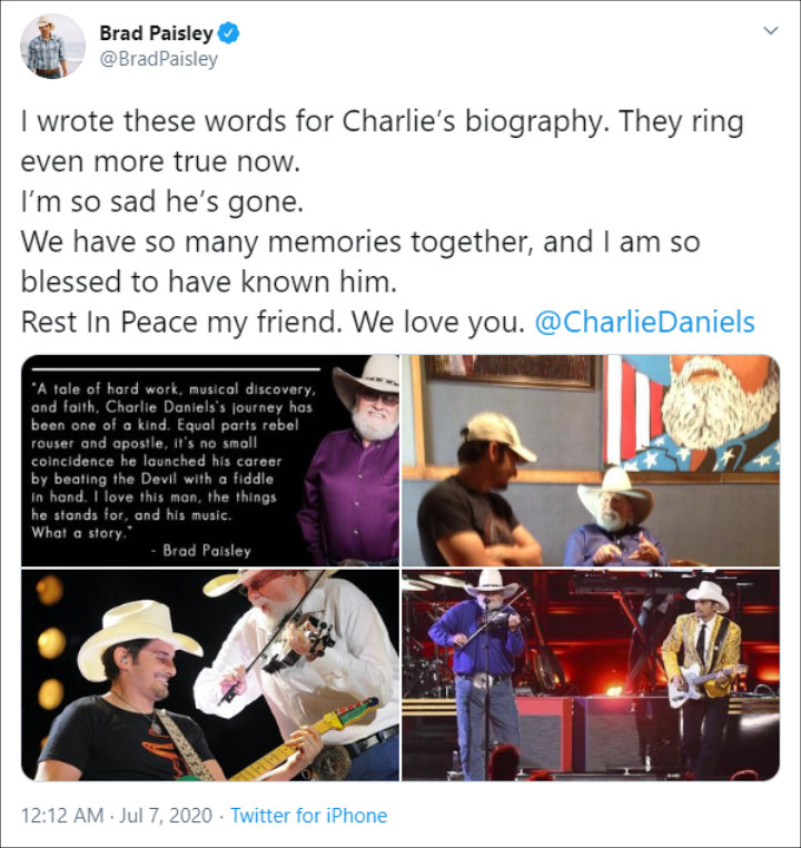 Brad Paisley's Twitter Post